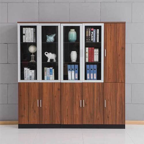 办公家具玻璃文件柜 铝合金开门资料柜5层档案储物书柜落地高柜子