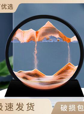 流沙画艺术摆件沙漏客厅办公室酒柜电视柜家居创意北欧实木装饰品