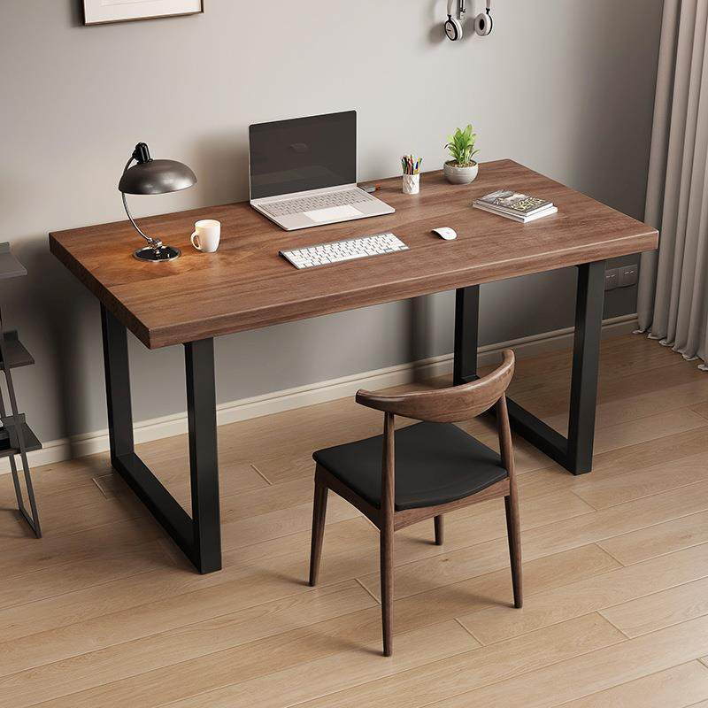 全实木电脑台式桌家用一字板书桌简约现代办公桌学习长条桌工作台