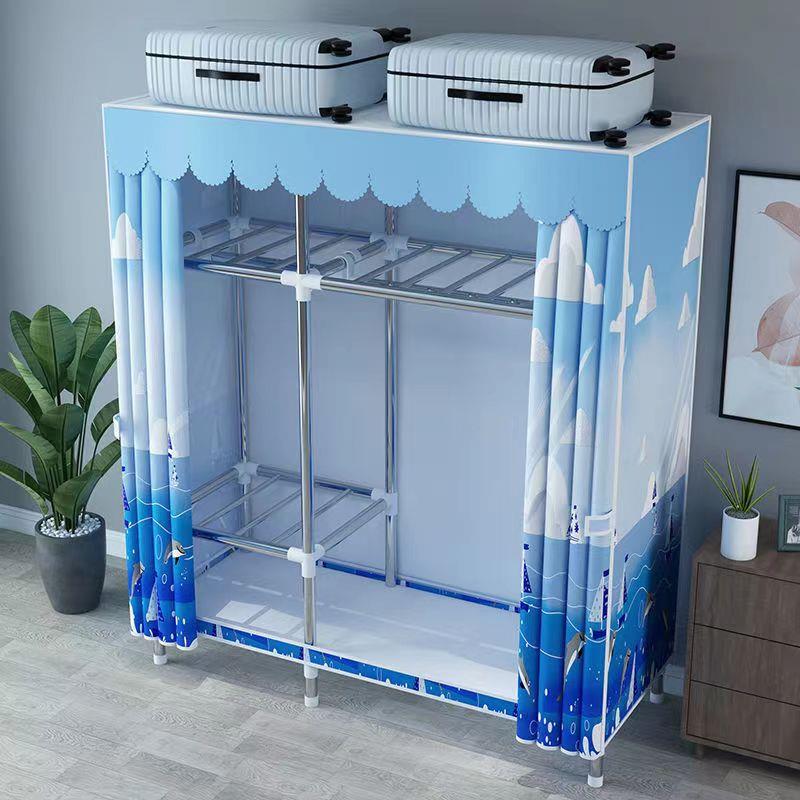 简易衣柜钢管布衣柜加粗加固卧室组装家用衣橱出租房挂衣收纳架子