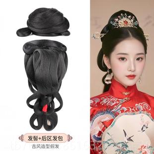 高档明造宋制后区发包制一体式新娘假发唐风汉服脑后勺古装型演出