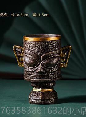 高档三星堆文多创笔筒收纳茶桶客厅创室办公室桌面功能收纳摆件意