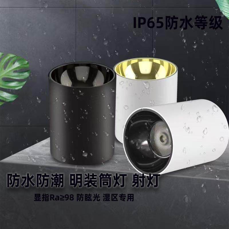 防水明装筒灯射灯户外室外桶灯浴室卫生间阳台雨棚三防防水筒灯