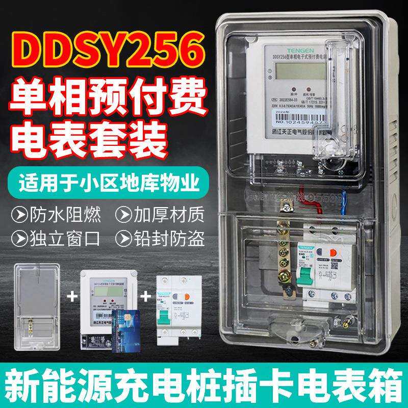 DDSY256插卡预付费电表箱盒套装物业新能源充电桩室户外防水单相