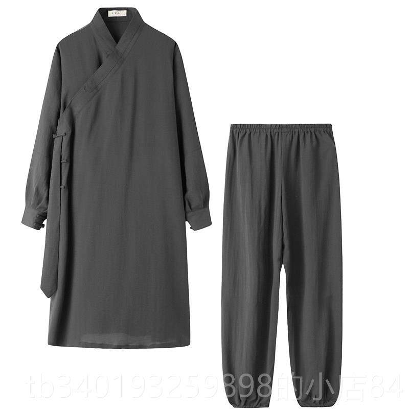 新款武当山极太极服女式雅式长袖改良对角襟太服中男女汉代新道袍