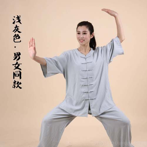 新款宏情夏年季短袖太棉极服男麻气武术服中老太极拳练功服女透套