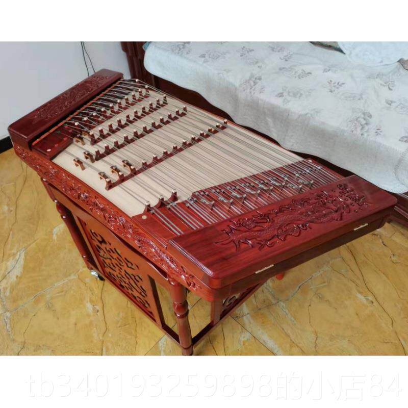 新款扬琴乐器酸枝鸡翅花梨原直木手工抛光成厂家人考级演奏贝雕正