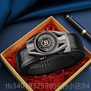 新款竞霸保罗真个皮皮男流士自动扣纯牛皮性潮百带搭简约腰带时尚