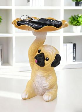 可爱狗入户玄关鞋柜钥匙收纳摆件客厅桌面茶几托盘装饰品乔迁礼品