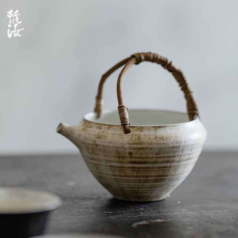梵汝纯手工日式粗陶粉引绿茶碗公道杯茶海分茶器均杯藤编泡茶碗