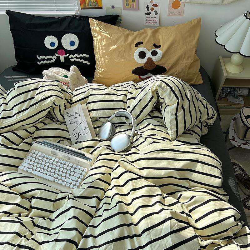 韩系公主水洗棉四件套 多巴胺条纹刺绣四件套1.5m1.8公寓宿舍床品,玩具/童车/益智/积木/模型,毛绒/玩偶/公仔/布艺类玩具,淘宝优惠券,粉丝福利购,淘宝优惠卷