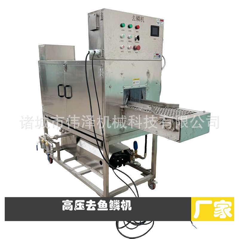 鲐鱼高压水去鳞机 草鱼鲳鱼刮鱼鳞机器 全套鱼加工设备厂家伟泽