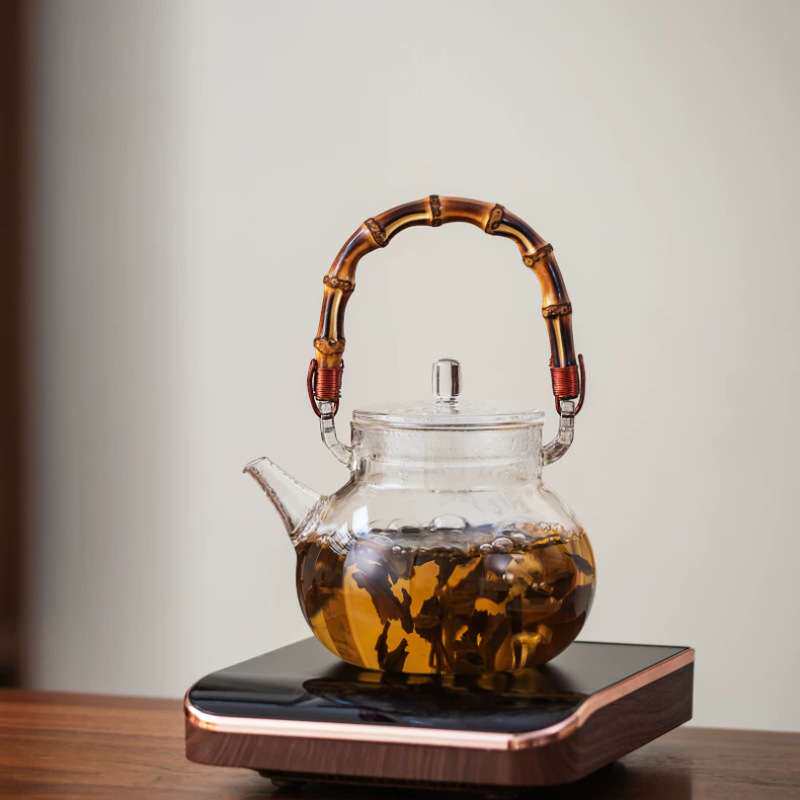 天久璃匠高档2025新款竹根提梁玻璃泡茶壶电陶炉煮茶烧沸水壶家用