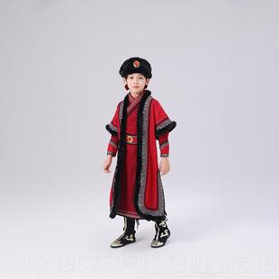 高档新款儿童舞蹈演出服表男女少数民族服装蒙马袍筷子舞白族古演