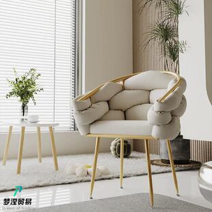 美甲椅子轻奢高级顾客椅女生卧室家用靠背梳妆台凳奶油风化妆椅子