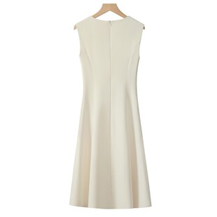 醋酸高端过膝配大衣长款 打底连衣裙女2021新款 A字裙子 无袖 秋冬季