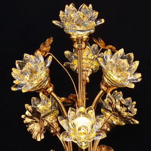 新款莲花灯菩萨佛前佛供灯观音灯一对家用插电供奉供佛水晶神台灯