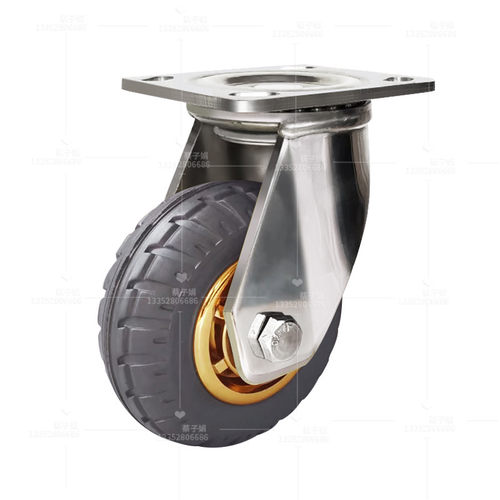 重型4寸不锈钢万向轮5寸防腐蚀推车轮6寸灰色橡胶静音轮8寸轮
