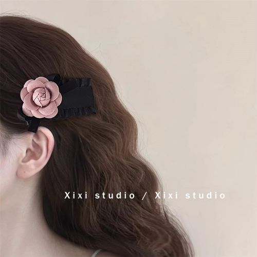 粉色蔷薇!森系花朵发夹!法式温柔蝴蝶结刘海碎发夹掰掰夹子头饰