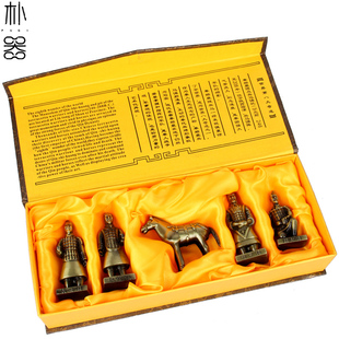 朴器 合金兵马俑五件套摆件西安铜车马俑秦兵马俑摆件工艺品礼品