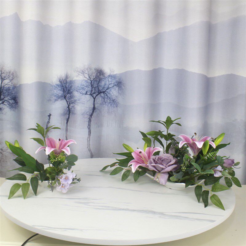 酒店餐桌转盘装饰花餐桌中心花艺摆件