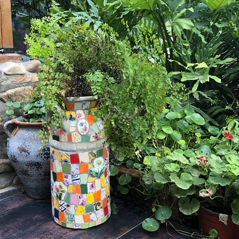 手绘陶瓷马赛克伞桶摆件装饰干花花束插花客厅落地花大花瓶  高