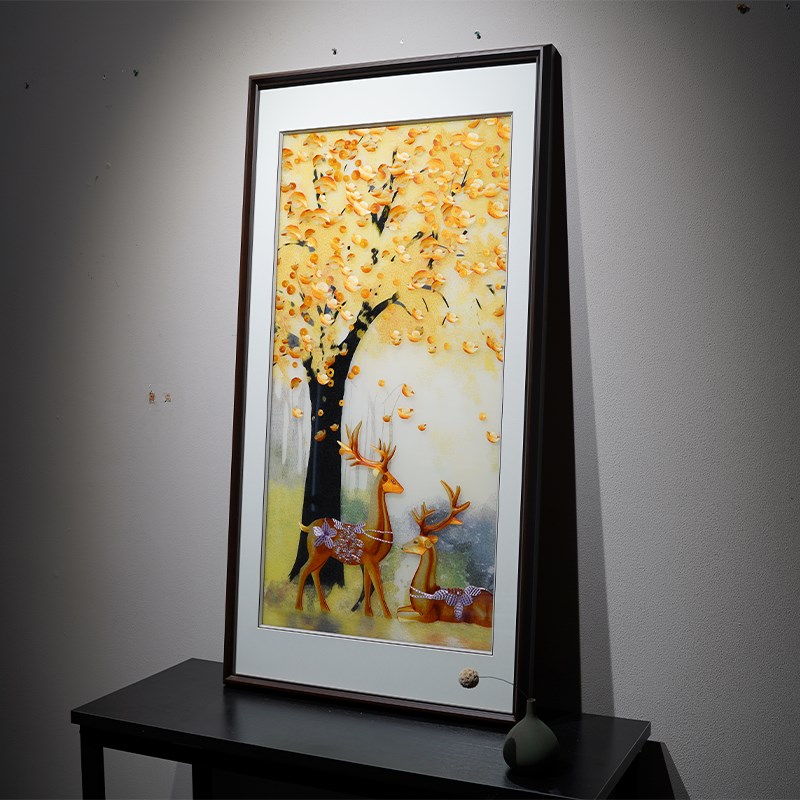 苏绣成品挂画纯手工财源广进玄关走廊万里长城纯手工刺绣画装饰画
