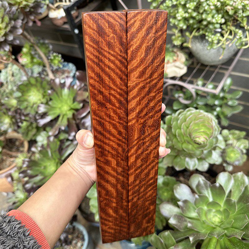 缅甸花梨大果紫檀 水波纹压尺镇纸惊堂木摆件 文房用具红木工艺品