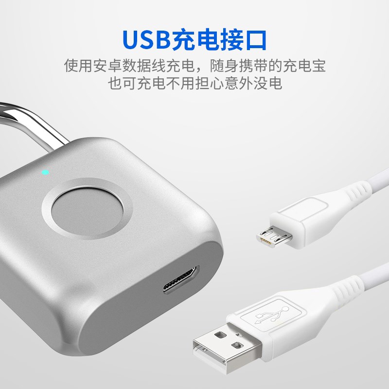 指纹锁密码挂锁家用防水防锈智能小号锁健身房柜子行李箱宿舍锁
