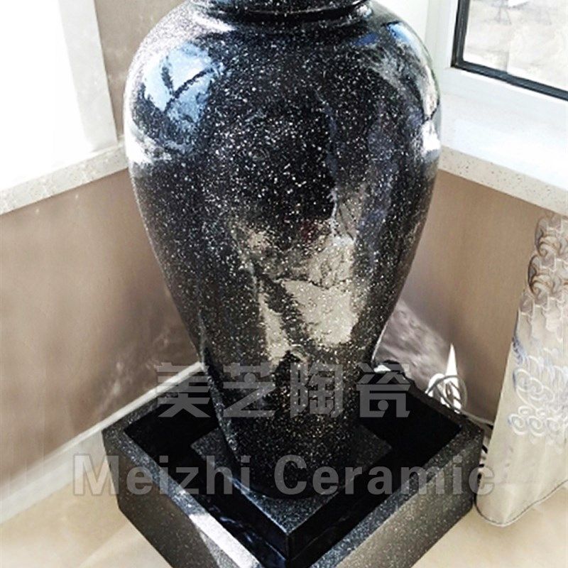 超大型涌水陶罐自循环流水生财摆件喷水花瓶酒店水景观喷泉加湿器