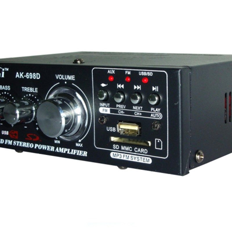 迷你小功放机 家用220V12伏频载USB插大2.0音车功率放卡器 带收音
