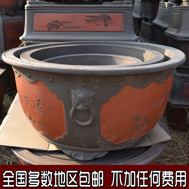 大花盆特大号砂院室超种树盆景紫庭花盆外大口径矮扁圆形陶瓷花缸