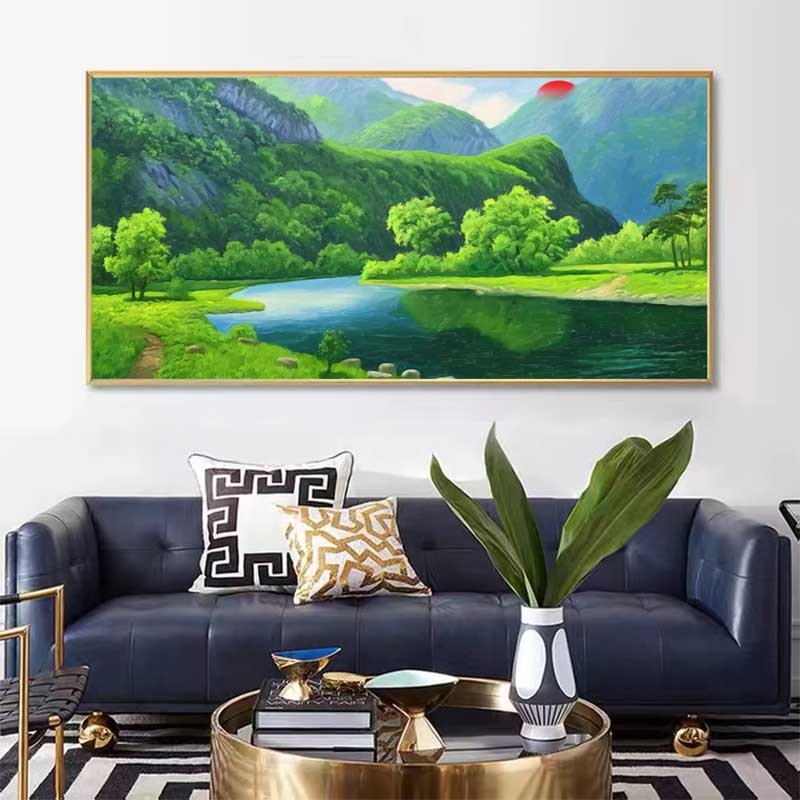 纯手绘客厅油画 办公室风景山水聚宝盆 沙发背景墙欧式装饰挂画