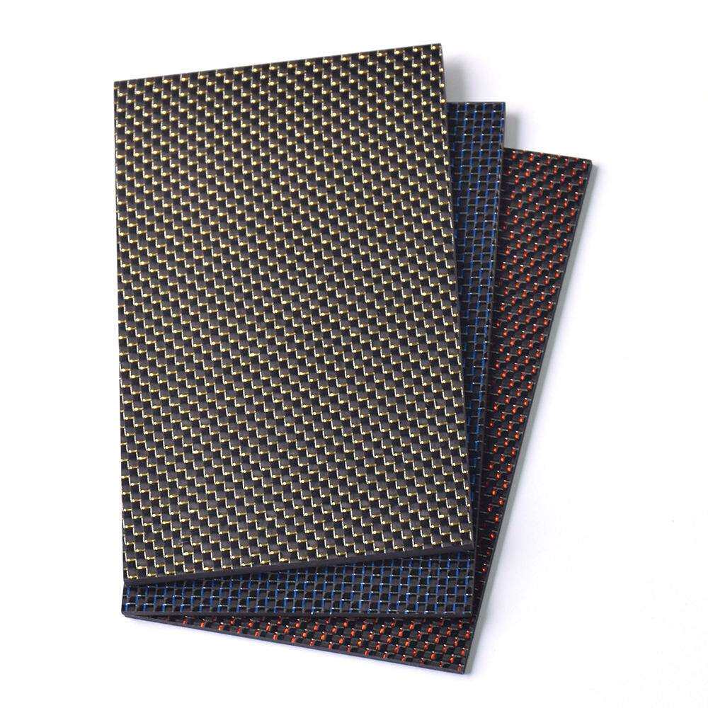 500x600mm 厚度0.25-6mm 高强度3K全碳平纹亮光哑光彩色碳纤维板