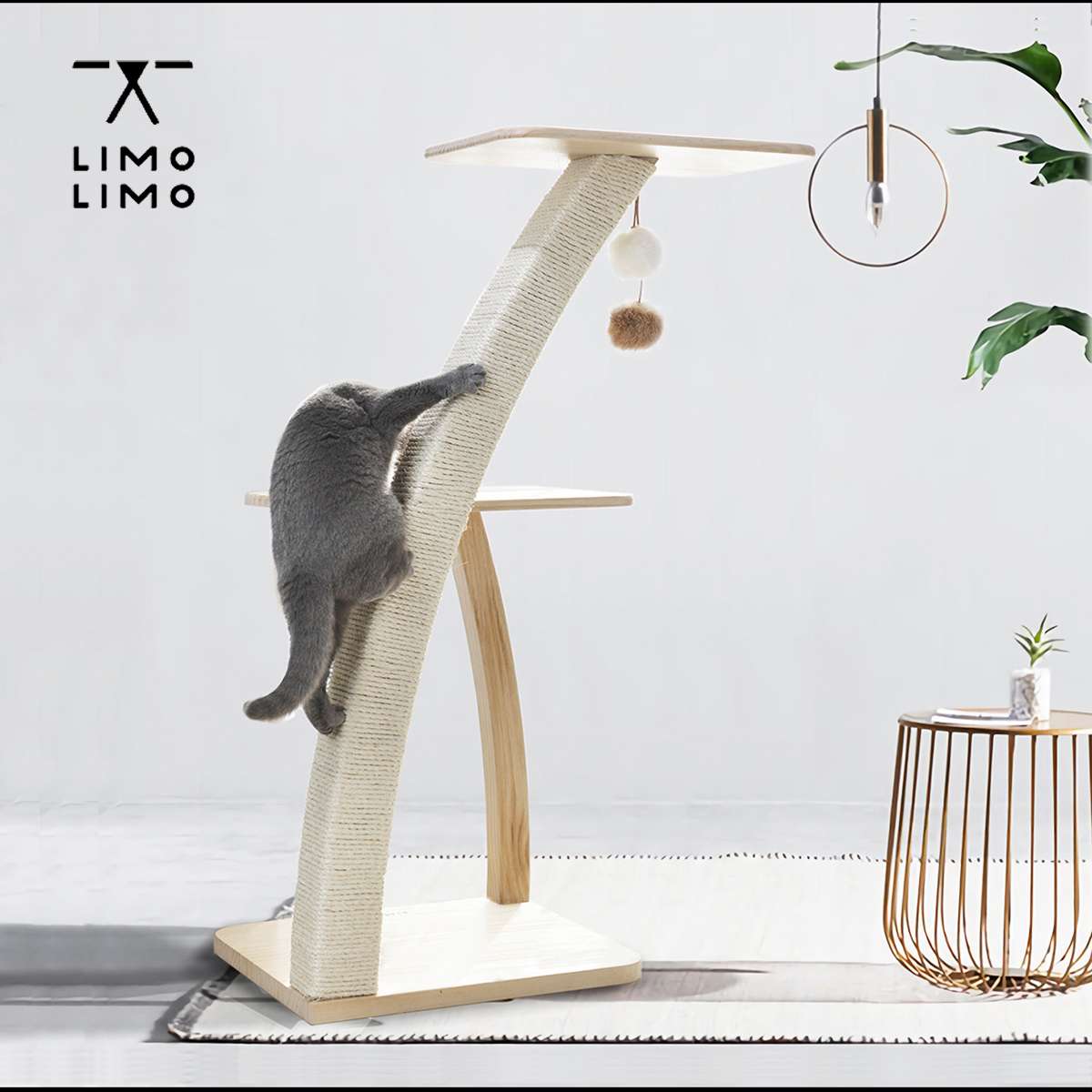 实木猫爬架猫架子椰子小型猫树不占地猫抓柱日系简约剑麻