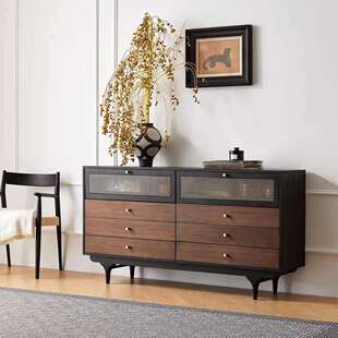 中古风实木八斗柜卧室收纳柜家用客厅储物柜法式复古斗柜玄关柜