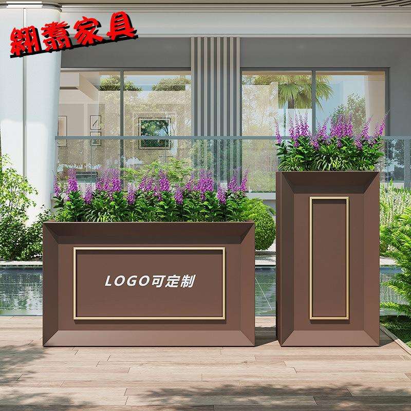 户外铁艺花箱组合售楼部外摆围栏隔断花槽道路景观不锈钢花坛