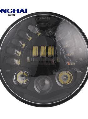 新款7寸适用牧马人哈雷前大灯led前照灯改装车灯远近光透镜70w