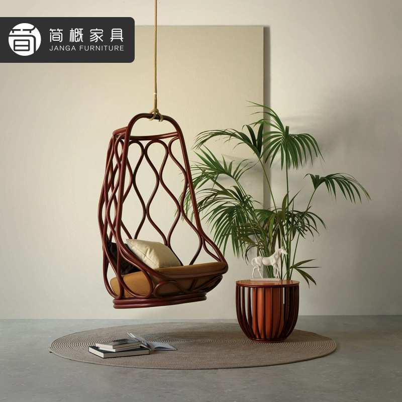 户外庭院秋千吊椅别墅花园藤编摇椅防水防晒阳台金属休闲藤椅吊蓝