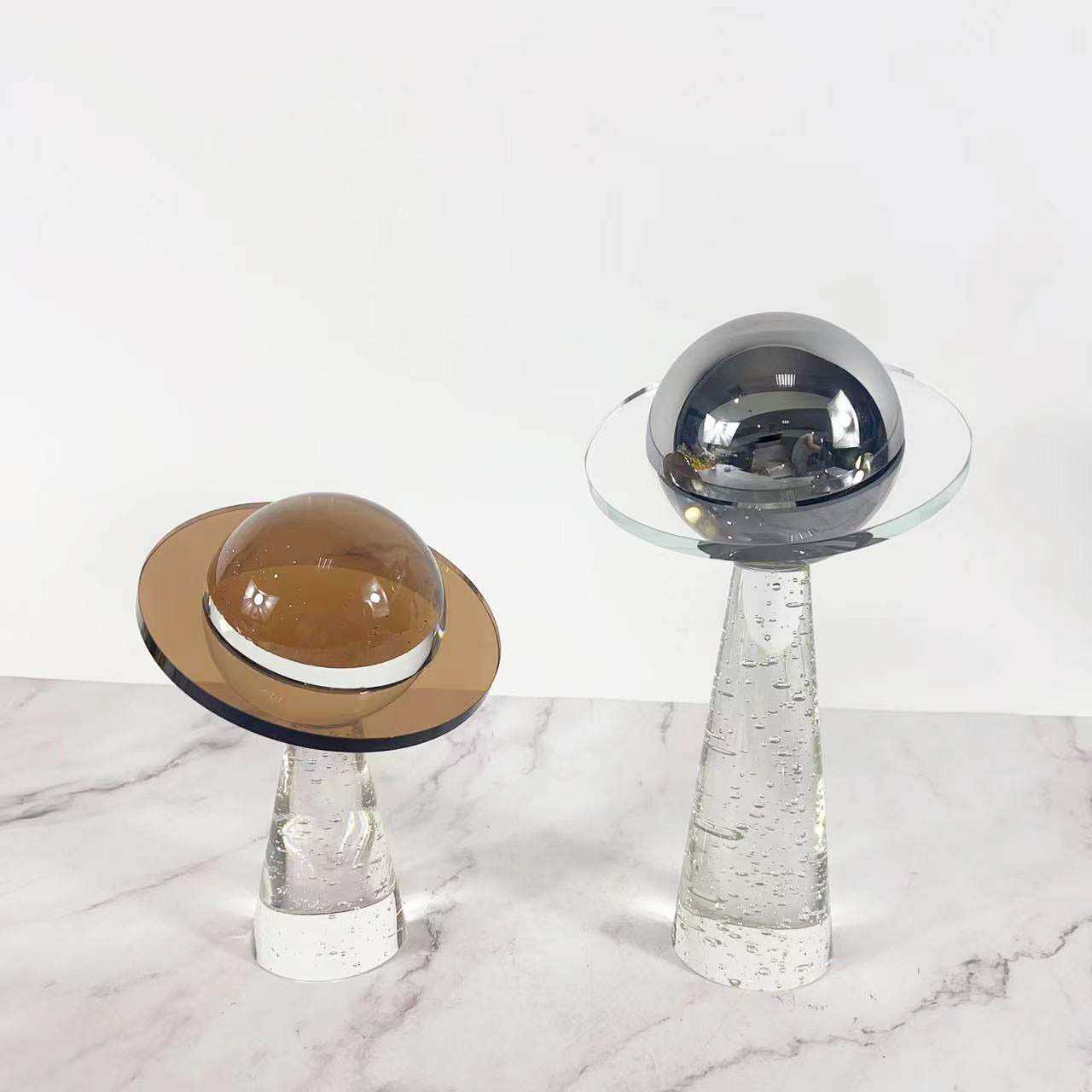 现代简约欧式水晶玻璃星球摆件书镇创意摆设样板房软装饰品