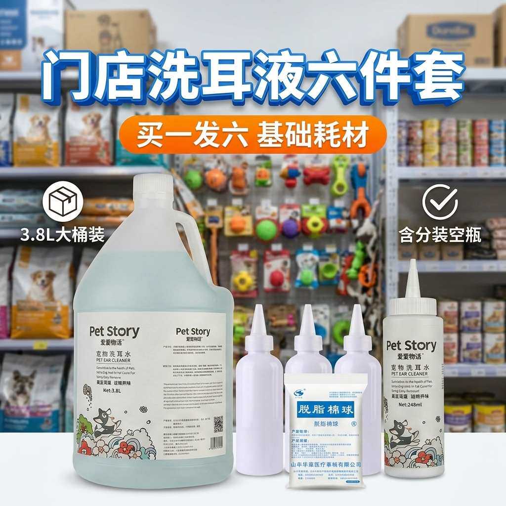 包邮宠物洁耳液宠物店大3.8L清洁耳道清洗滴耳液洗耳水一件代发