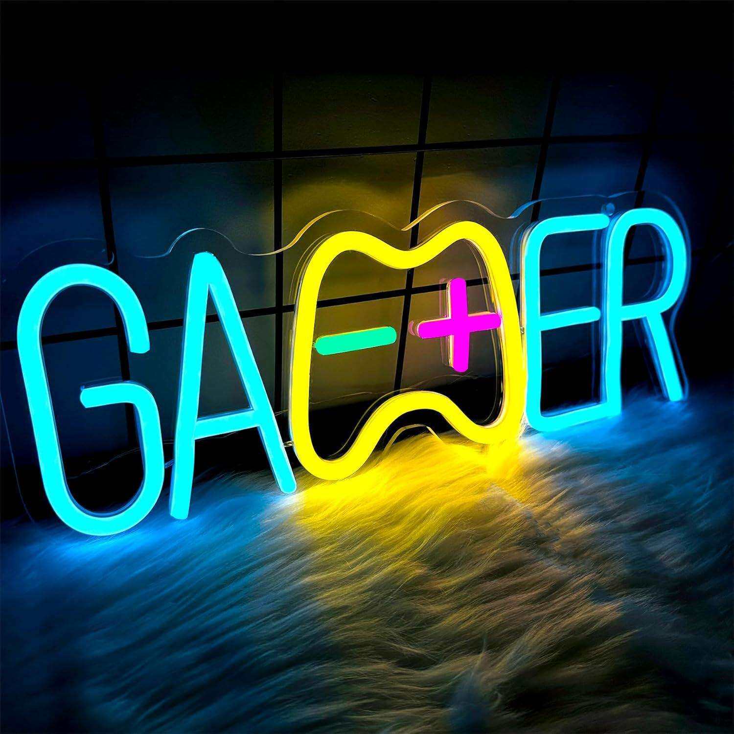 跨境亚马逊LED霓虹灯电竞房游戏厅发光装饰品手柄game字母灯牌