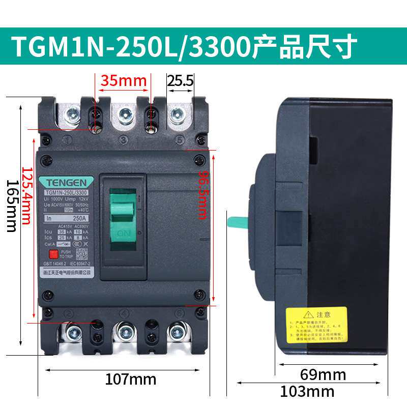 天正TGM1N-250L空开3300塑壳断路器3P三相3200带脱扣160A200a250A