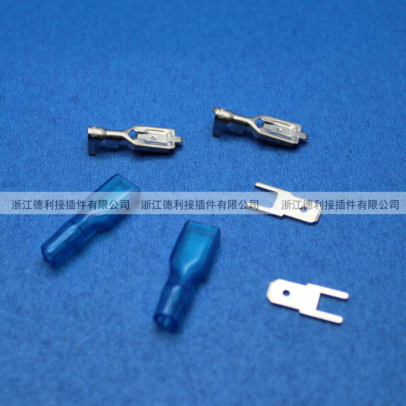 大量供应6.3带锁插簧PCB板插片连线大端子厚度0.4mm插簧+护套