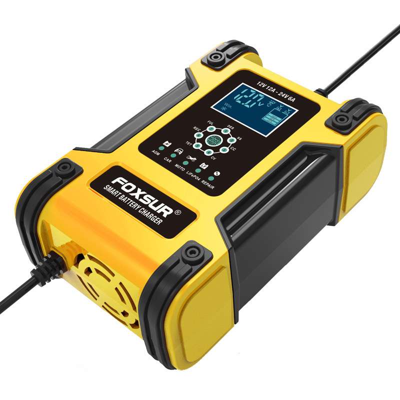 12V 24V 12A 7段式智能充电器 铅酸电池充电器 跑马灯指示充电机