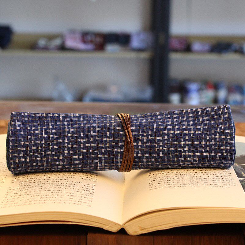 纯棉手工布艺钢笔袋文具袋卷笔袋简约男女初高中学生创意复古包邮