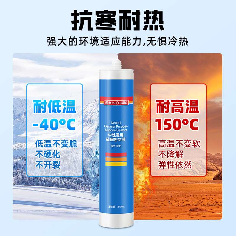 三和玻璃胶密封胶防水中性透明耐候硅酮胶防霉免钉胶厨卫结构胶
