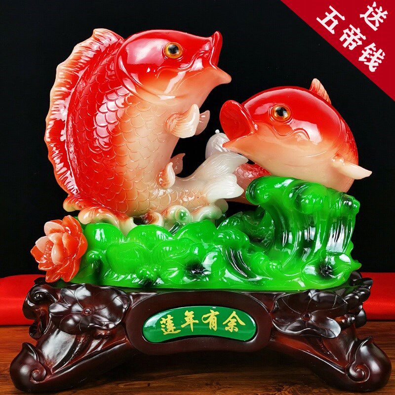 年年有余招财鱼摆件白菜工艺品客厅摆设电视酒柜玄关店铺开业礼品