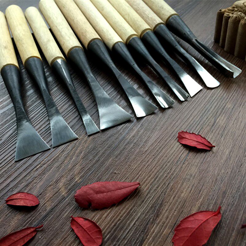东阳手工刻刀工具 根雕 底座 牌匾雕塑 雕刻刀木雕套装 打坯10件