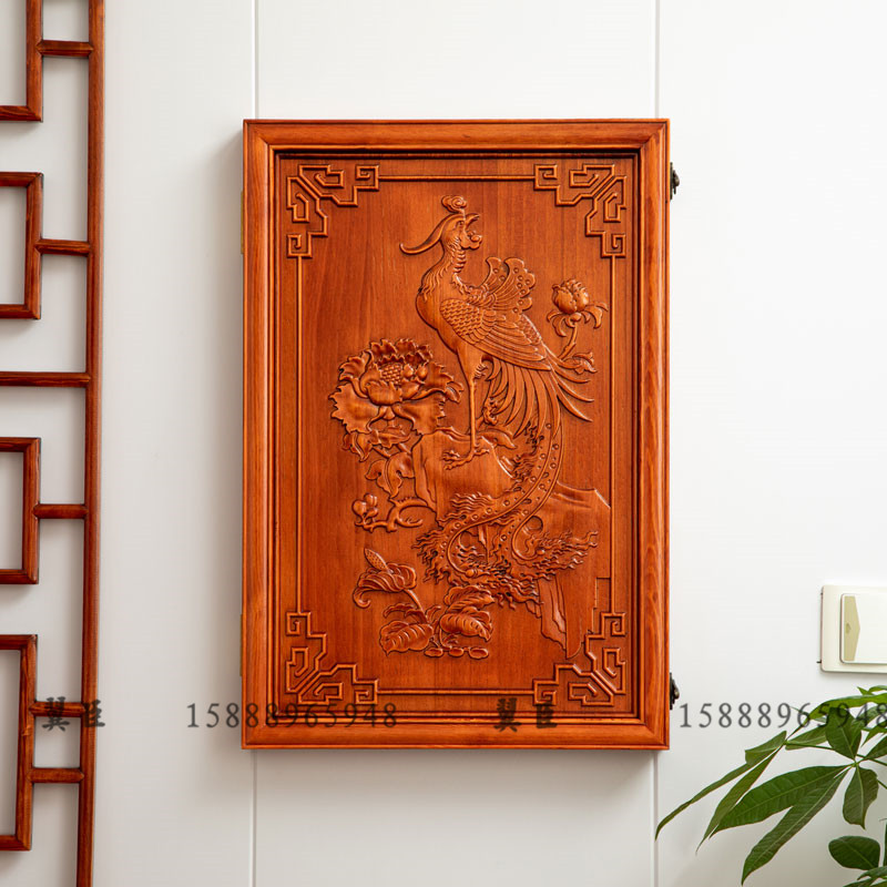 新挡式实木客厅电表箱装饰画光纤多媒体强弱电闸表盒壁挂遮画中箱